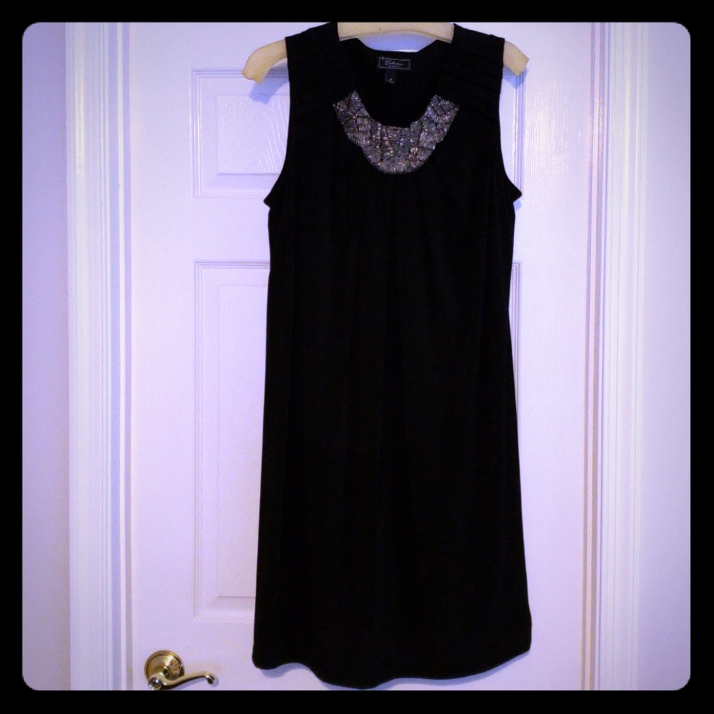 Black dress with accent neckline